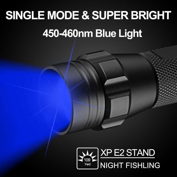 Lampe De Poche Led Bleue 450-460 Nm - Zoomable - Lumière Bleue - Mini Lampe  De Poche Tactique Avec Étui - 3,7 V - 2600 Mah -[u1944] - Cdiscount  Bricolage