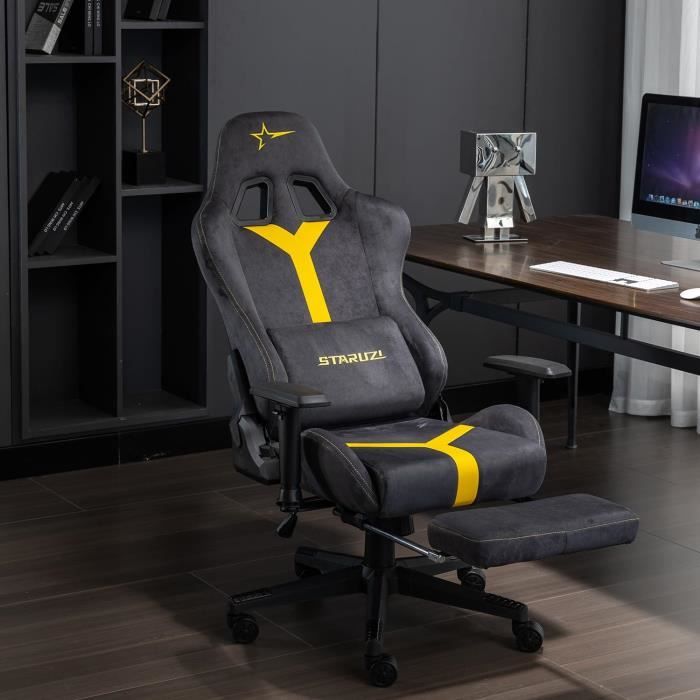 Fauteuil Gaming Ergonomique Noir Avec Repose-pieds Réglable - Chaise De Bureau Gamer