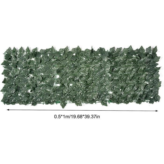 Haie artificielle Brise vue Plantes Décoration murale Vert foncé 50 x ...