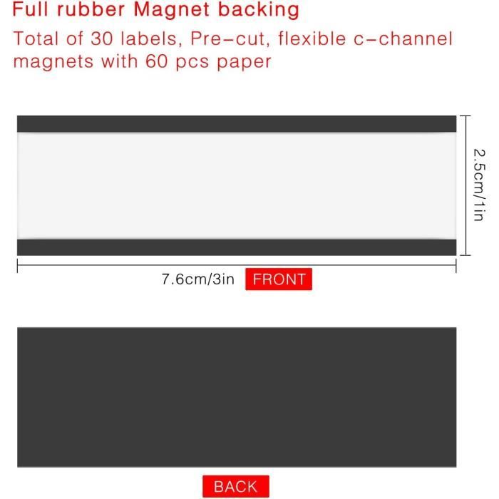 Meetory Lot de 20 étiquettes magnétiques 30 mm x 100 mm - Porte-étiquettes  avec insert en papier - Film de protection - Pour étagère en métal - Pour  casier - Tableau blanc : : Fournitures de bureau