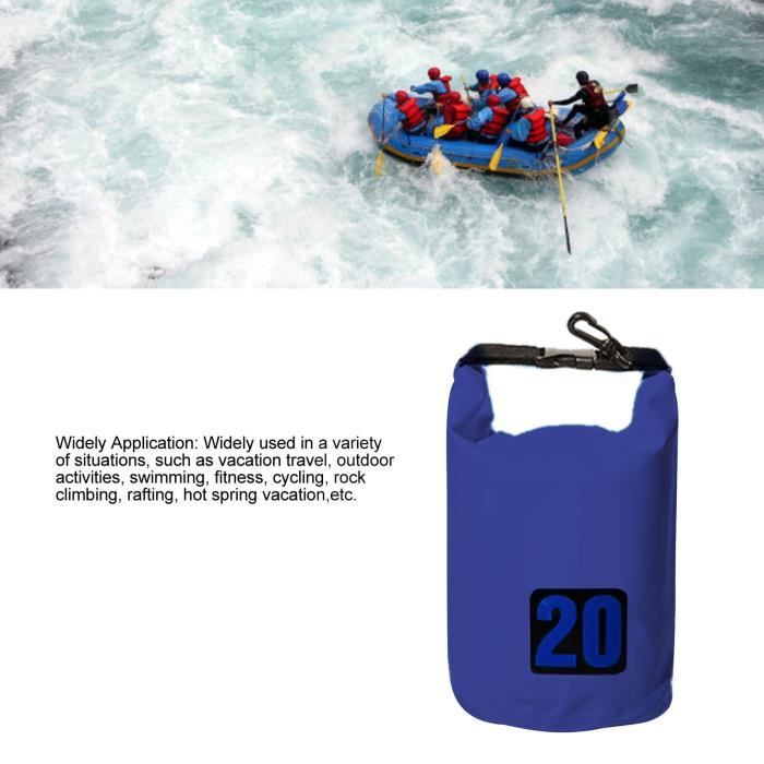 Sac étanche PVC à Fermeture Roulée – 20L, Double Sangle, Flottant, Idéal Kayak, Pêche, Randonnée