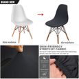 Housse de chaise salle à manger extensible pour 2 chaises scandinave tissu coussins d'assise elastique chaise deco, noir lot de-2