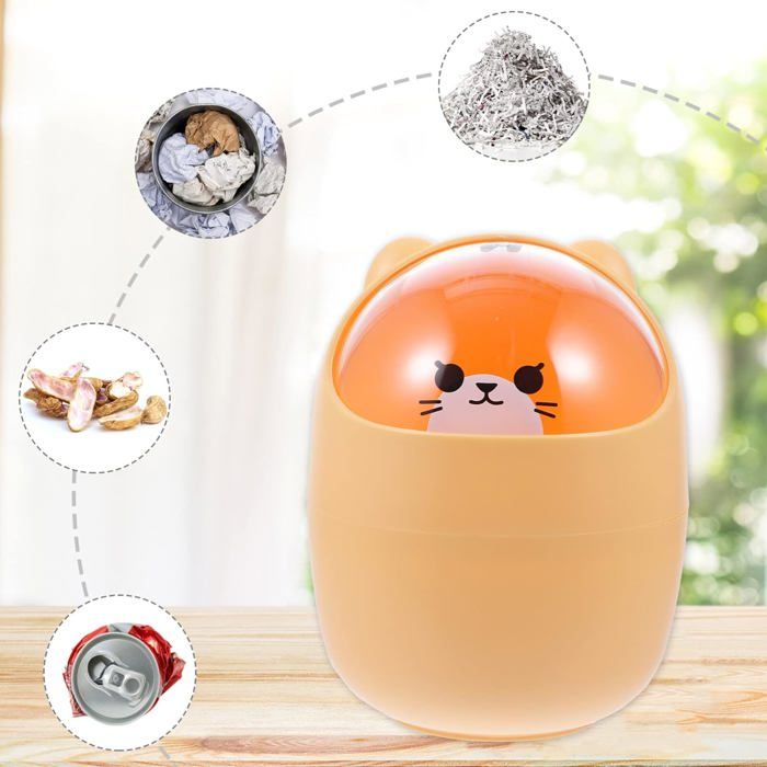 HOMSFOU Mini Poubelle De Table En Plastique Avec Couvercle Rabattable