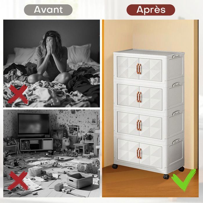 Boite de Rangement 3 Étages Empilable en Plastique Transparent, Boite Boite de Rangement 3 Étages Empilable en Plastique Transparent, Boite