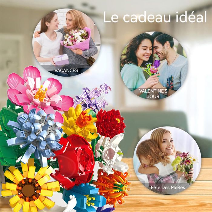 Bouquet De Fleurs Artificielles En Blocs De Construction - Kit DIY 547 Pièces Pour Adultes Et Enfants - 12