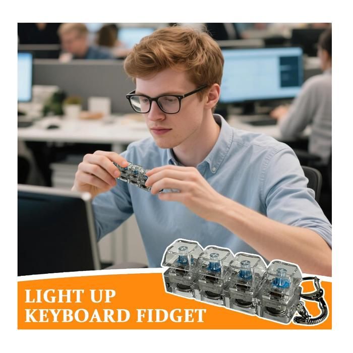 Porte-Clés Anti-Stress Testeur Touches Mécaniques 4 Switches LED – Jouet Clavier Décompression Bureau & Maison