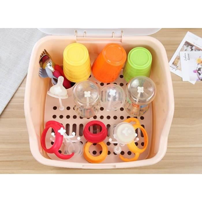 Boîte Rangement Biberons Avec égouttoir Amovible - Protection Anti-poussière - PP Et ABS - 31,5x25,5x25 Cm