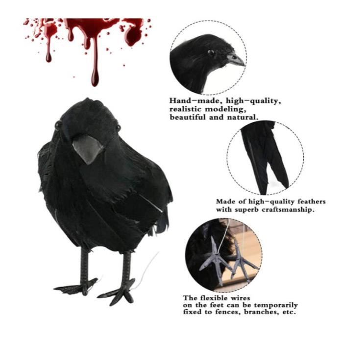 Décoration Corbeau Noir, 2 Pcs Corbeau d'halloween Décoration, Corbeaux Réalistes Halloween, Corbeau Prop Décorations, Horreur Déco - Maison Décoration Corbeau Noir, 2 Pcs Corbeau d'halloween Décoration, Corbeaux Réalistes Halloween, Corbeau Prop Décorations, Horreur Déco - Maison