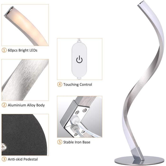 Lampe De Table Spirale Filaire Moderne, Lampes De Chevet 3 Couleurs, Lampe De Chevet Moderne, Lampe De Bureau LED, Prise UE, Noire | Leroy Merlin