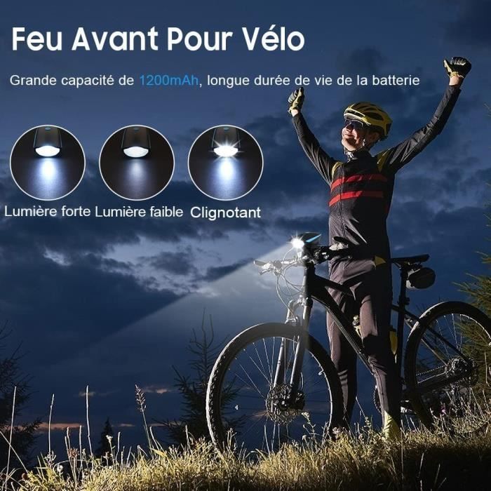 Lampe Velo Etanche IP65, Lampe LED Avant 3 Modes Puissante, USB