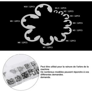 Clips Serre Lot De 225 Anneaux De Retenue De Qualité Pour Circlips Internes Et Clip Coupon