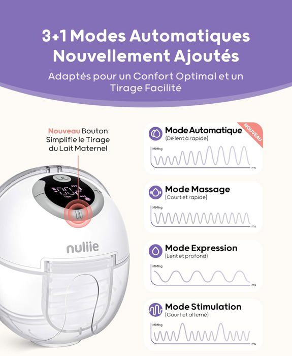 Tire-lait électrique Double Portable - 3 Modes / 9 Niveaux, écran Tactile LED, Silencieux (<48 DB) Et Rechargeable USB (rose) - 6