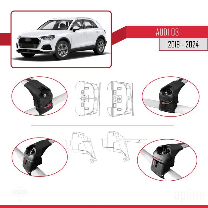 Compatible avec Audi Q3 2011-2018 HOOK Barres de Toit Railing