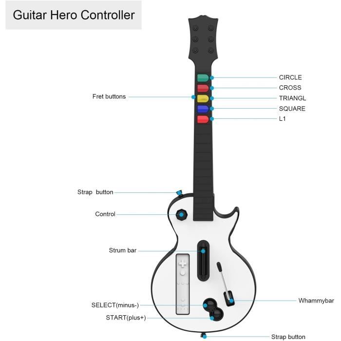 Guitare sans fil pour les jeux Wii Guitar Hero et Rock Band (à l