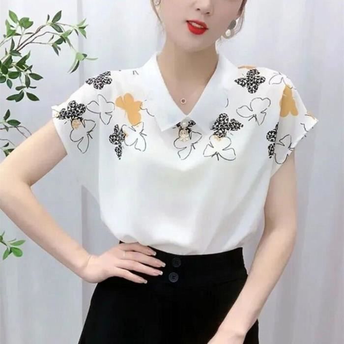Chemise femme douce Mousseline Imprime floral ete Confortable Respirant Blanc HN Blanc Cdiscount Pret a Porter