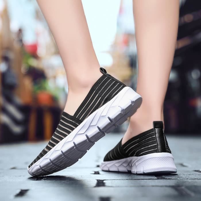 BASKET Femme Baskets elastiques a decoupes taille plus noir GJ