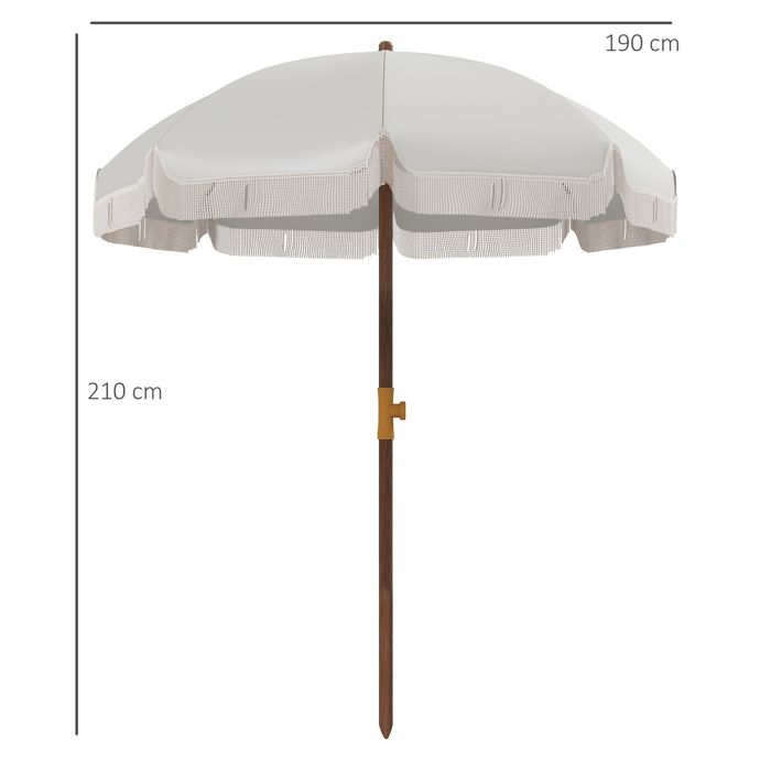 Outsunny Parasol de jardin inclinable parasol avec manivelle à franges