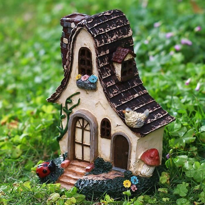 Gift-Ornement de jardin de maison de fée de 20 cm petite statue de résine  de maison d'elfe nain décor extérieur à la maison - Cdiscount Maison
