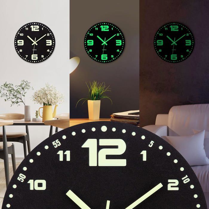 Horloge murale décorative silencieuse sans tic-tac, pratique