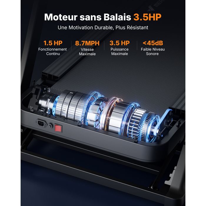 Tapis De Course MERACH T26 – 3 En 1, 2,75HP, Silencieux, 1-6 Km/h, Compact, Pliable, 265 Lbs