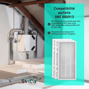 Filtre Vmc Lot De 4 Filtres G4 Compatibles VMC ATLANTIC 412190 - 255x191mm - Pour Primocosy Et HR/SAUTER Filtres Air Qualité