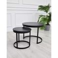 Selly Home Tables Basses de Salon - Table Basse Gigogne Industrielle - Petite Table Basse Scandinave - Table Gigogne - Noir 75 cm-0