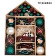 Lot de 70 Ornements Boule de Noël incassables Ensemble pendentifs décoratifs cadeau réutilisable à main pour arbre de Noël - VERT-0