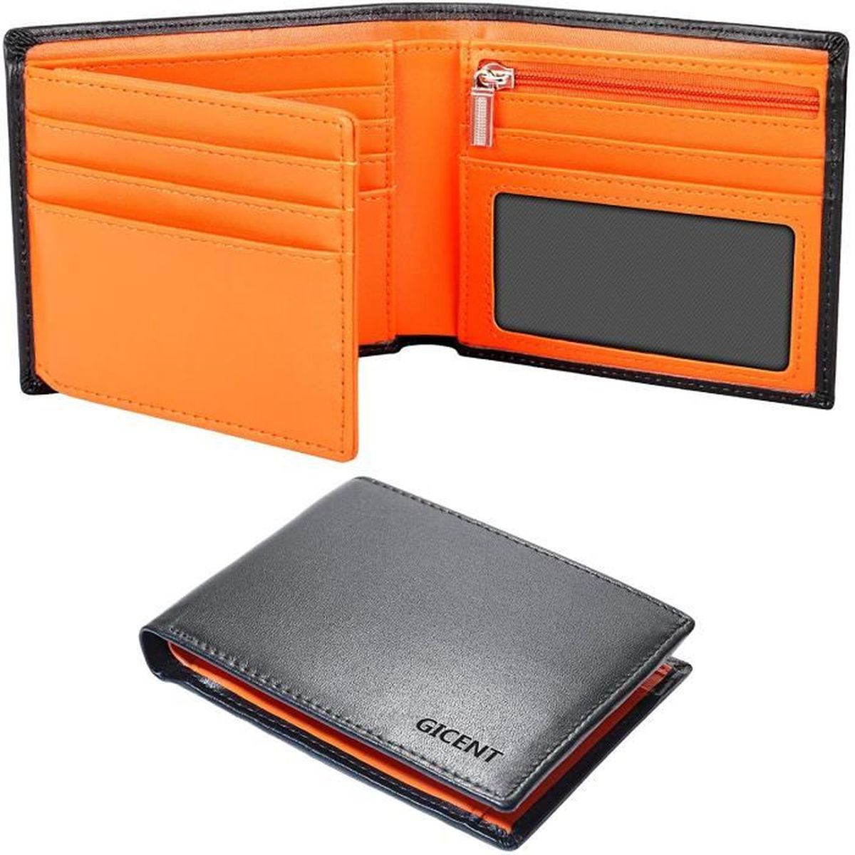 Gicent Portefeuille Homme En Cuir Rfid Blocage Avec Grande Poche A Monnaie Porte Carte Pour Carte D Identite 2 Compartiments A Bille Cdiscount Bagagerie Maroquinerie