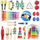 DLZAOAO 28PCS Instruments de Musique Enfant Jouets Musicaux Bois Cadeau de l'enfant Instrument Percussion Enfant Ensemble