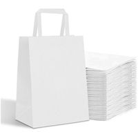 50 x sacs en papier kraft blanc avec poignées plates 22x10x28cm - Sac de transport 100% recyclables
