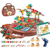 Montessori Boîte à jouets avec perceuse, 205 pcs, Magic Montessori Play Toolbox, boîte à outils de créativité 2024, avec perceuse