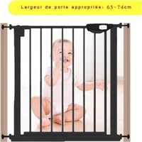 Barrière de Sécurité Extensible Enfant,Barrière Pour Bebe ou Animaux (Largeur de Porte 65-74 cm) Noir