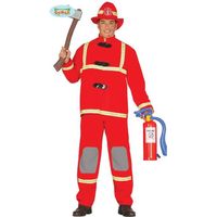 Déguisement Pompier Homme - Polyester - Rouge - Taille L 52-54
