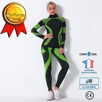 CONFO® Costume de yoga tricoté sans couture à manches longues respirant vert pour femme
