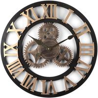 50cm Horloge Murale Geante Pendule Industriel en Bois Vintage,YSTP 3D Silensieuse Horloge de la Maison pour Salon, Salle, Chambre
