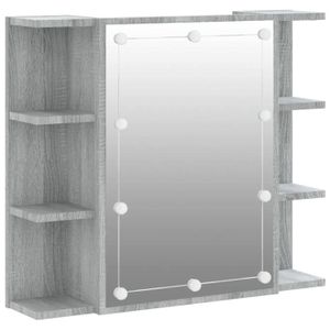 COLONNE - ARMOIRE SDB Armoire salle de bain meuble a miroir avec led 70 x 16,5 x 60 cm gris