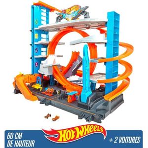 UNIVERS MINIATURE Hot Wheels City Garage Ultime - Hot Wheels - Garage Ultime - Plus de 90 places de parking - 2 véhicules inclus