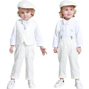 COSTUME - TAILLEUR MINTGREEN Vêtements Garçon Enfant Bapteme Pâques Église Manche longue Coton Blanc 4pcs