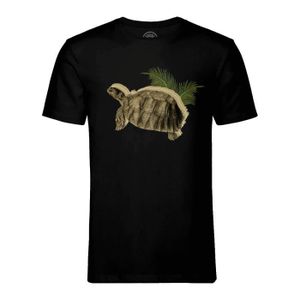 T-SHIRT T-shirt Homme Col Rond Noir Tortue Tropique Plage Minimaliste Biologie Illustration Ancienne