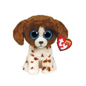 Ty Squish a boos-Coussin Fetch Le Chien 20cm, Blanc/Noir, TY39318, 20 cm