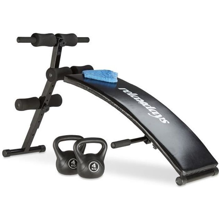 Banc de musculation pliable multifonction banc Fitness sit-up sangles  d'extension latérales + ressort traction acier revêtement synthétique -  E-Achat 🇲🇱