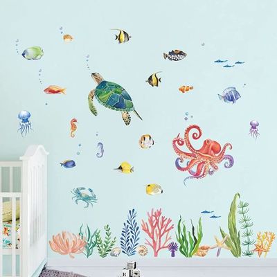 Stickers Muraux 3D Poissons Tropicaux Acrylique - Décor Enfant Sous-Marin - Amovible Et Sans Toxique