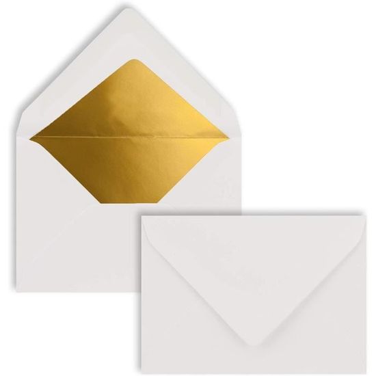 Lot de 50 enveloppes noires avec doublure dorée - DIN C7 - 8,1 x 11,4 cm - Fermeture humide - 120 g/m² - Enveloppes idéales pour les bons d'achat, cadeaux en argent Lot de 50 enveloppes noires avec doublure dorée - DIN C7 - 8,1 x 11,4 cm - Fermeture humide - 120 g/m² - Enveloppes idéales pour les bons d'achat, cadeaux en argent