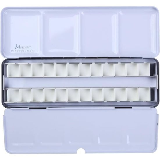 Palette Aquarelle Vide Métal étain 14 Demi-casseroles - Bleu Foncé