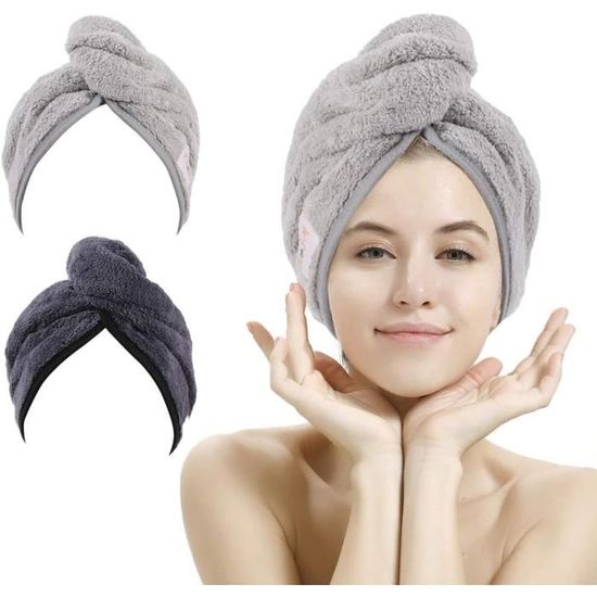 Serviette Seche Cheveux Laicky 3 Pièces Serviette Microfibre Cheveux, Serviette Cheveux Sechage Rapide De Super Doux Et Absorbant, Turban 3 Minutes