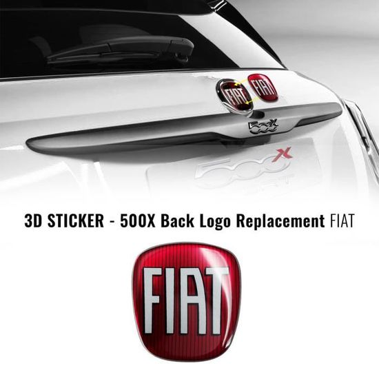 Fiat 14186C Autocollant 3D Logo Remplacement Fiat 500X Arrière – Noir Brillant, Résine Polyuréthane OEM, Look Sportif Et Durable