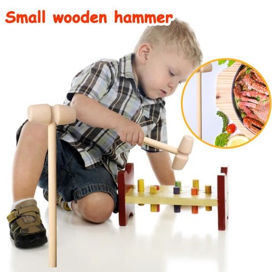 BLMHTWO Lot de 2 marteaux pour enfants, marteau en bois, maillet, jouet en plastique, outils de maintenance, petit marteau simulé pour réparations, blocs de construction