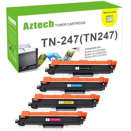 Aztech Compatible pour Brother TN243 TN247BK TN247 TN-247C TN-247M TN-247Y  pour Brother DCP-L3550CDW Toner Brother MFC-L3750CDW - Cdiscount  Informatique