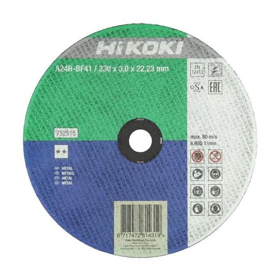 Disque à tronç. métal Proline HIKOKI Ø230 - 752515 - ép.3 m.plat ...