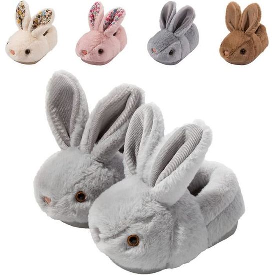 Chaussons Enfant Hiver - Pantoufles Peluche Animaux - Antidérapantes & Chaudes - 18 Mois à 6 Ans